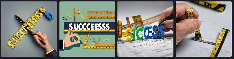 Four DreamStudio attempts at rendering the word “success”, illustrating spelling errors and a missing engineer.