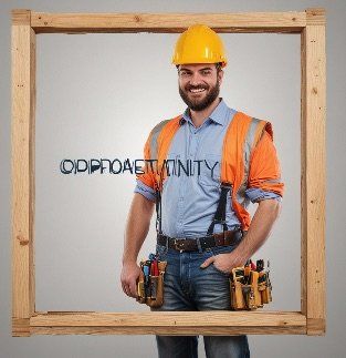 Muse AI image of a construction worker beneath floating, misspelled lettering intended to say “opportunity”.