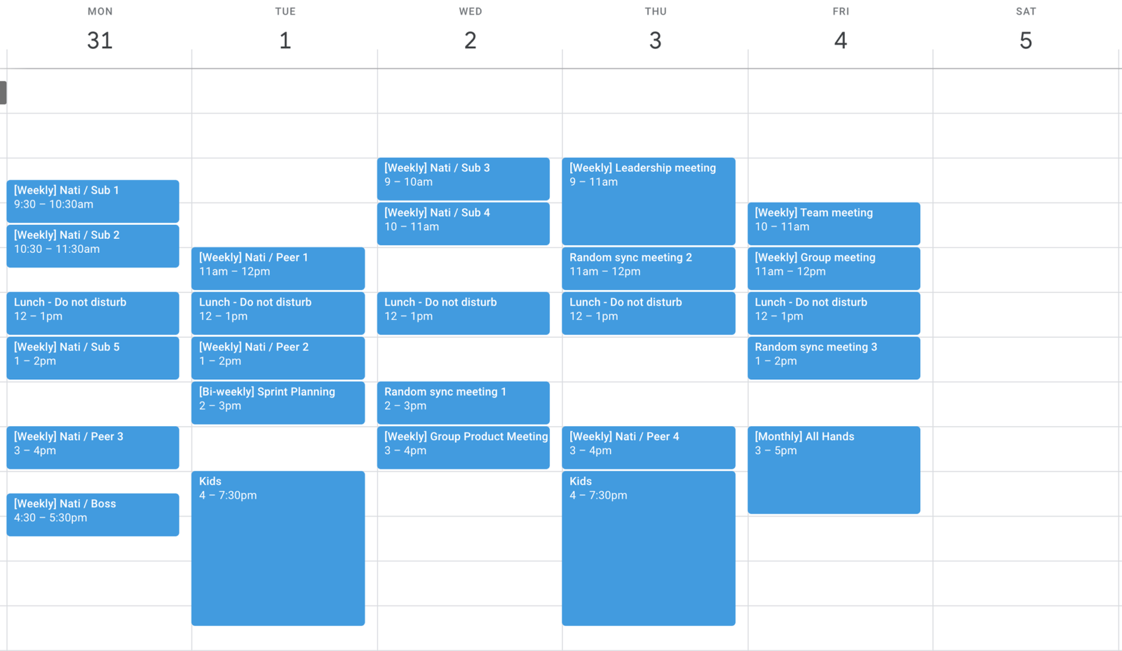 A busy calendar